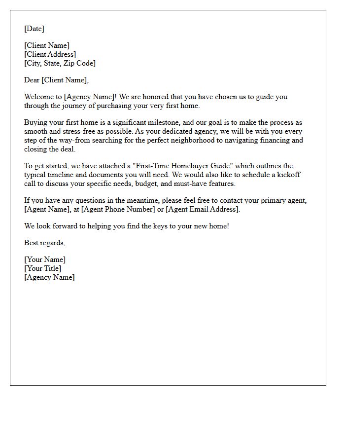 Welcome to the Agency First-Time Homebuyer Letter