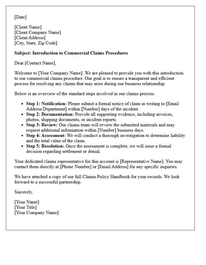 Commercial Claims Procedure Introduction Welcome Letter