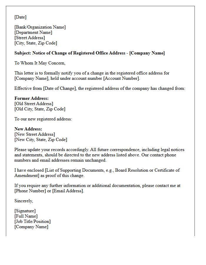 Corporate Account Change of Registered Address Letter