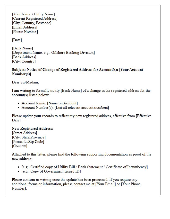 Offshore Account Change of Registered Address Letter