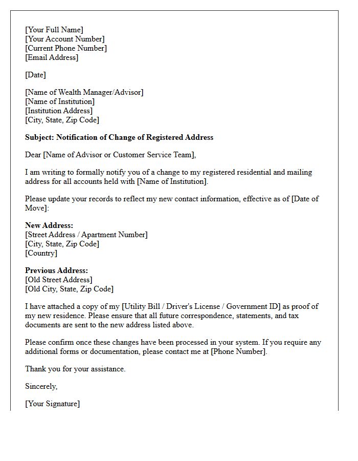 Wealth Management Change of Registered Address Letter