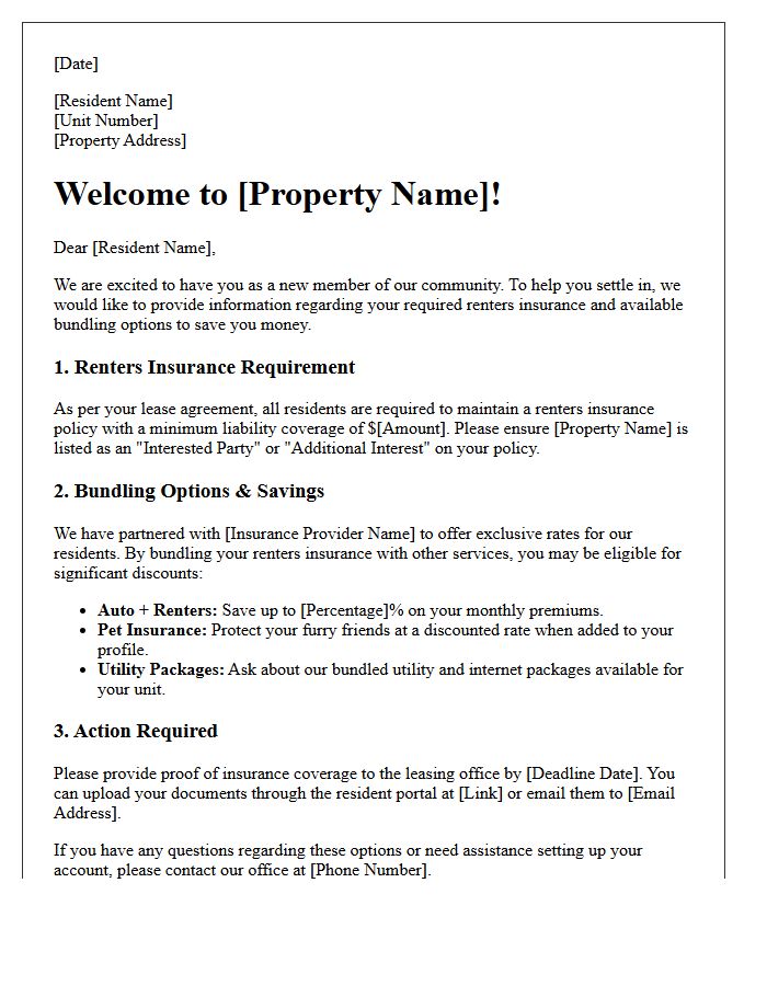 Bundling Options And Renters Insurance Welcome Letter