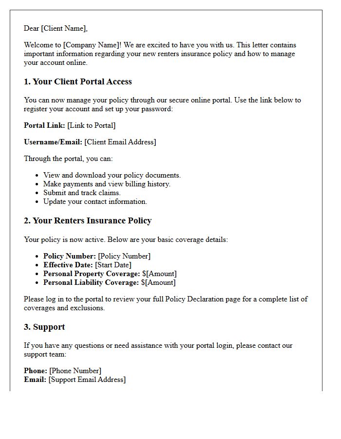 Client Portal Access And Renters Policy Welcome Letter
