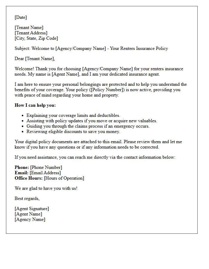 Meet Your Dedicated Agent Renters Insurance Welcome Letter