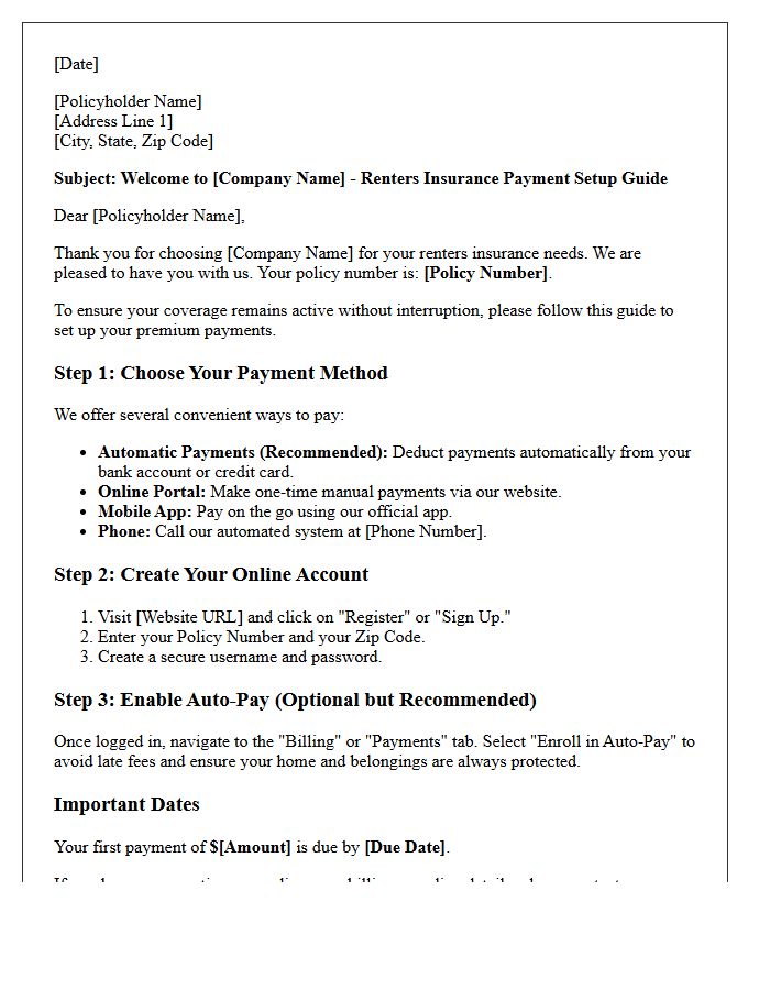 Payment Setup Guide Renters Policy Welcome Letter
