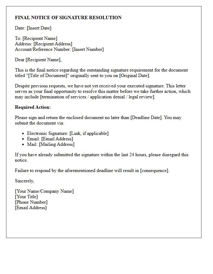 Final Notice of Signature Resolution Letter