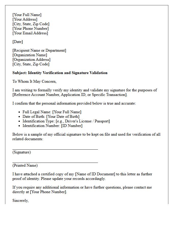 Identity Verification and Signature Validation Letter