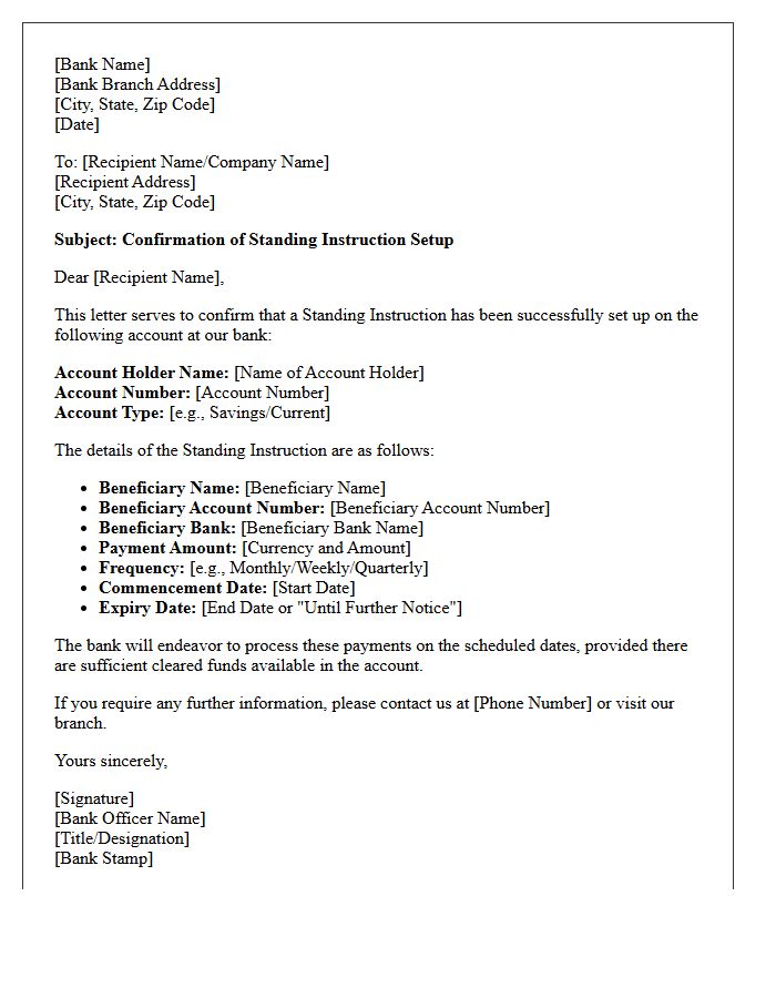 Bank Confirmation Letter For Standing Instruction Setup