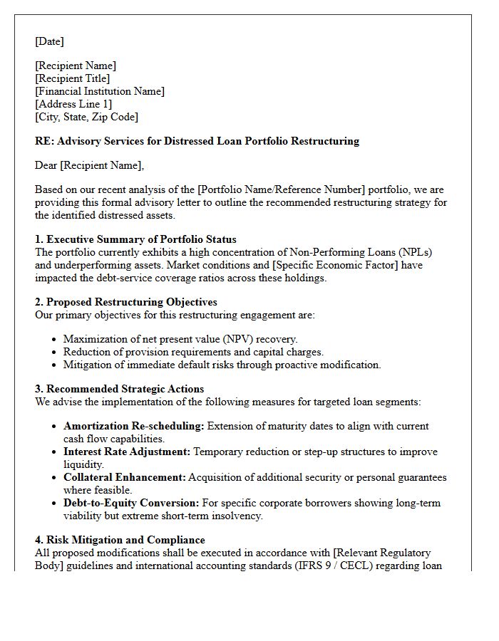 Distressed Loan Portfolio Restructuring Advisory Letter