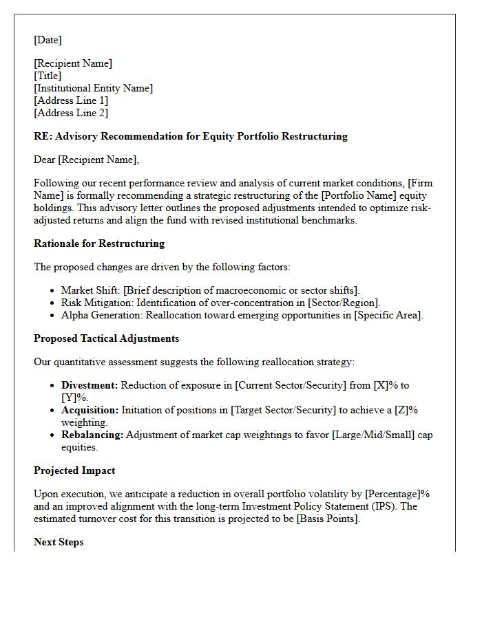 Institutional Equity Portfolio Restructuring Advisory Letter