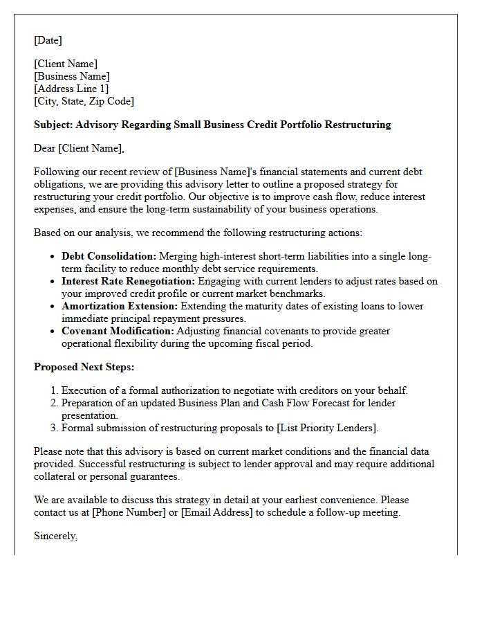 Small Business Credit Portfolio Restructuring Advisory Letter