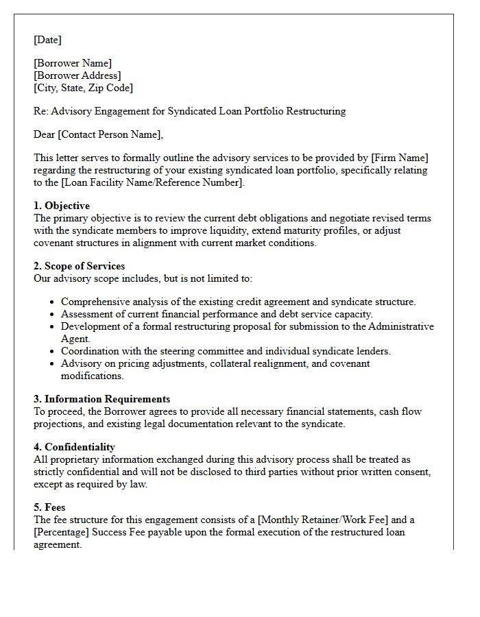 Syndicated Loan Portfolio Restructuring Advisory Letter