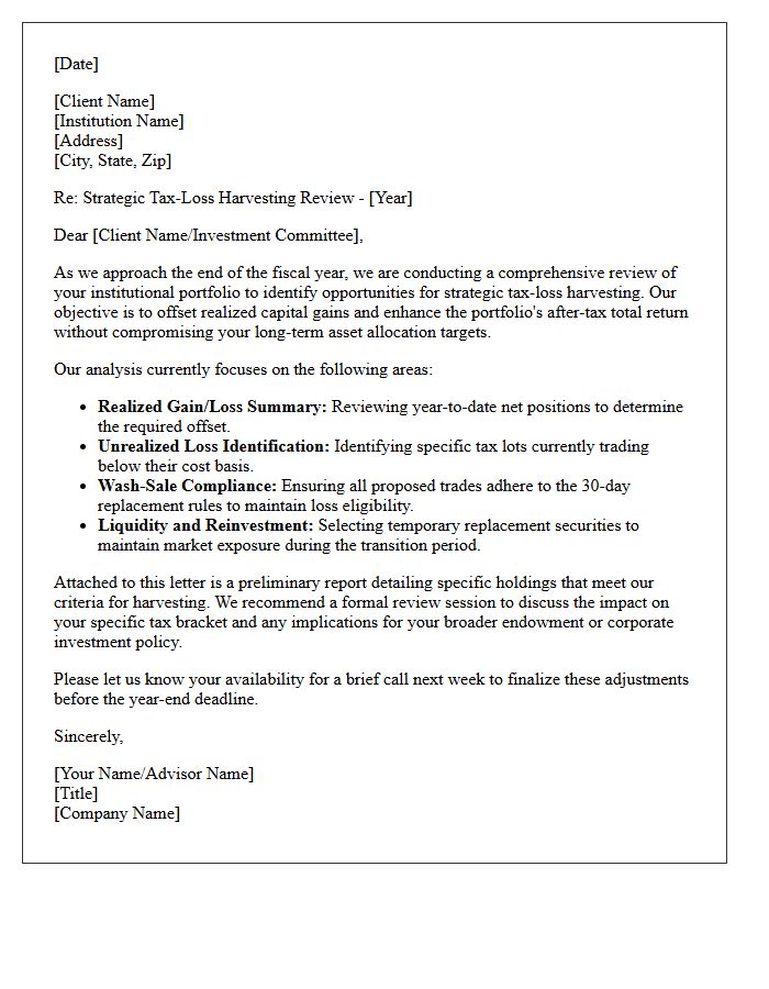 Institutional Wealth Tax-Loss Harvesting Planning Letter