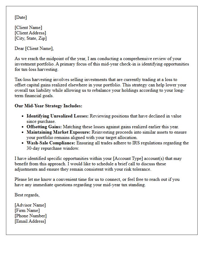 Mid-Year Tax-Loss Harvesting Review Letter