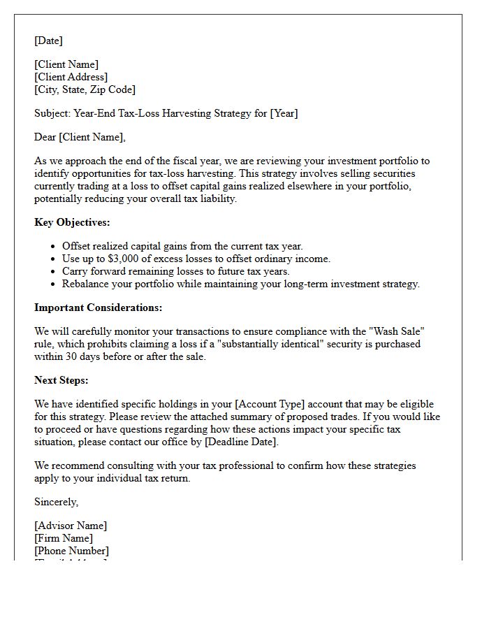 Year-End Tax-Loss Harvesting Advisory Letter