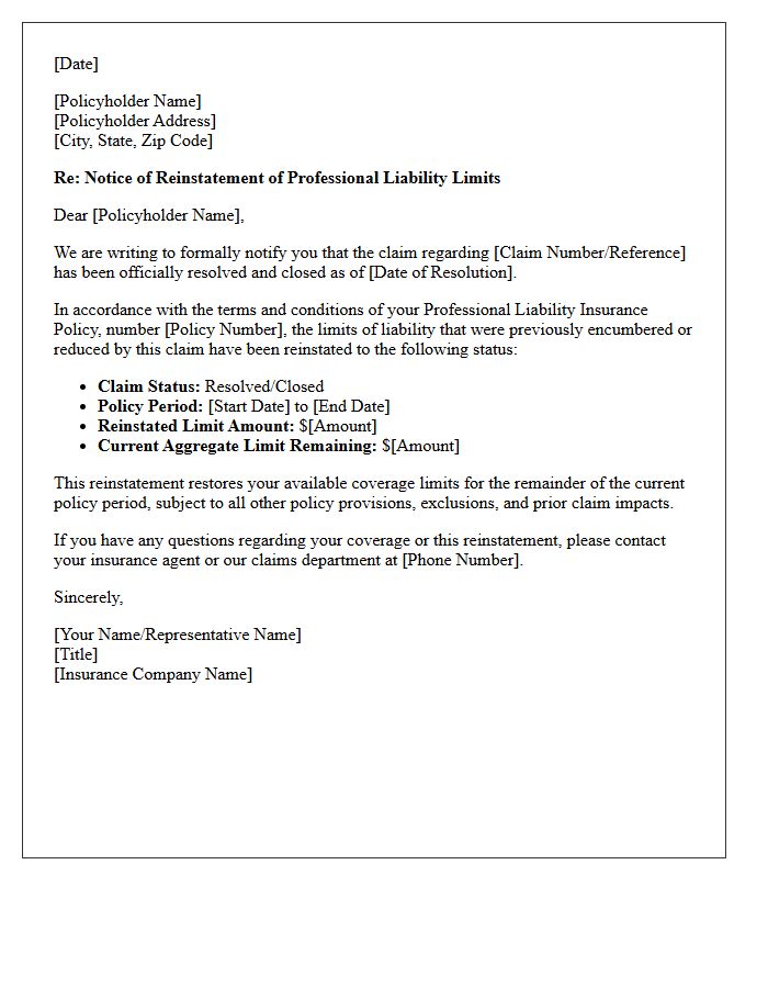Resolved Claim Professional Liability Reinstatement Letter