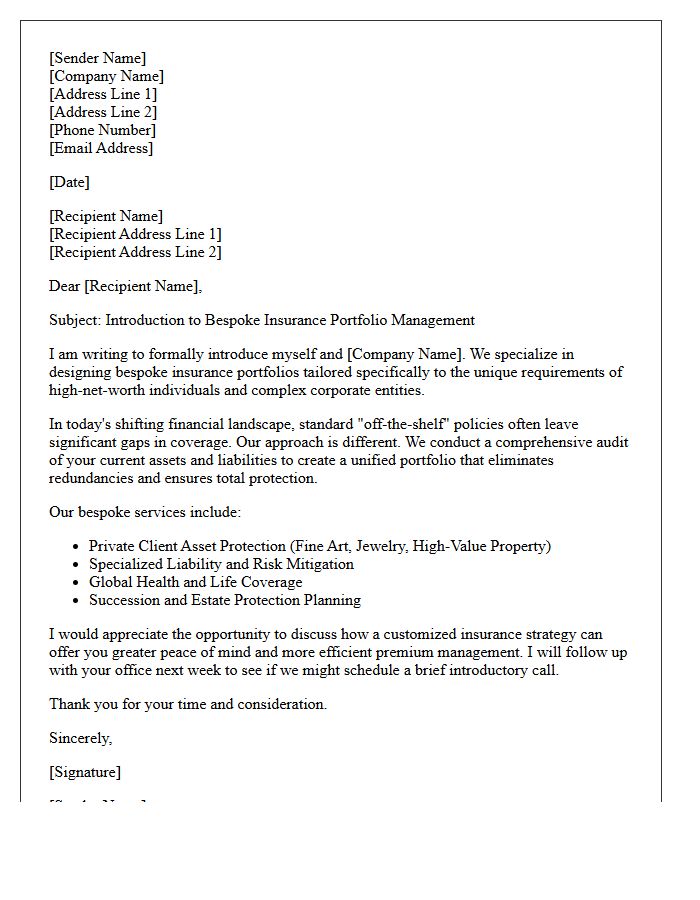 Bespoke Insurance Portfolio Introduction Letter