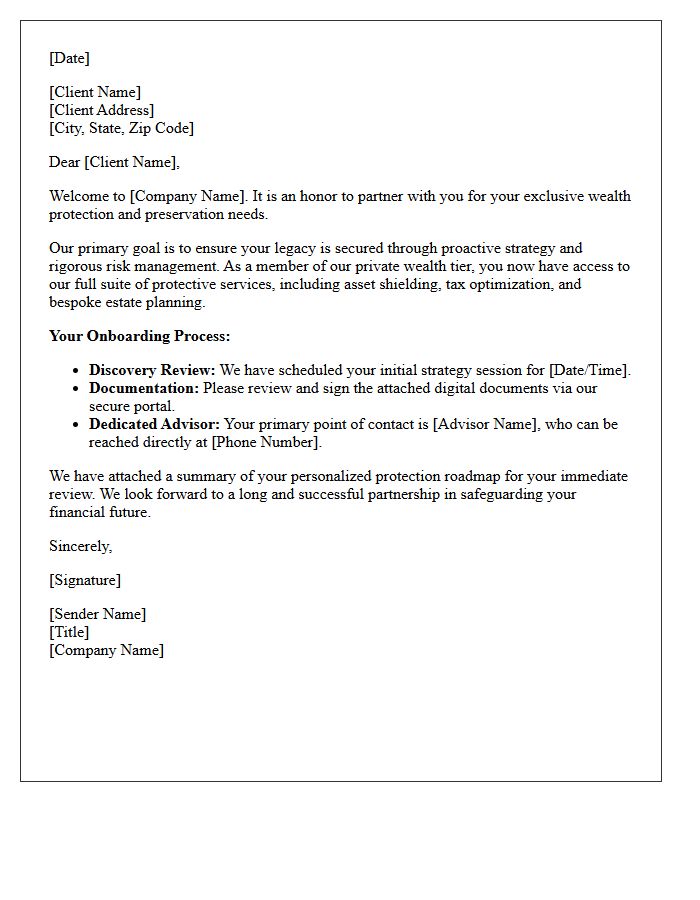 Exclusive Wealth Protection Onboarding Letter