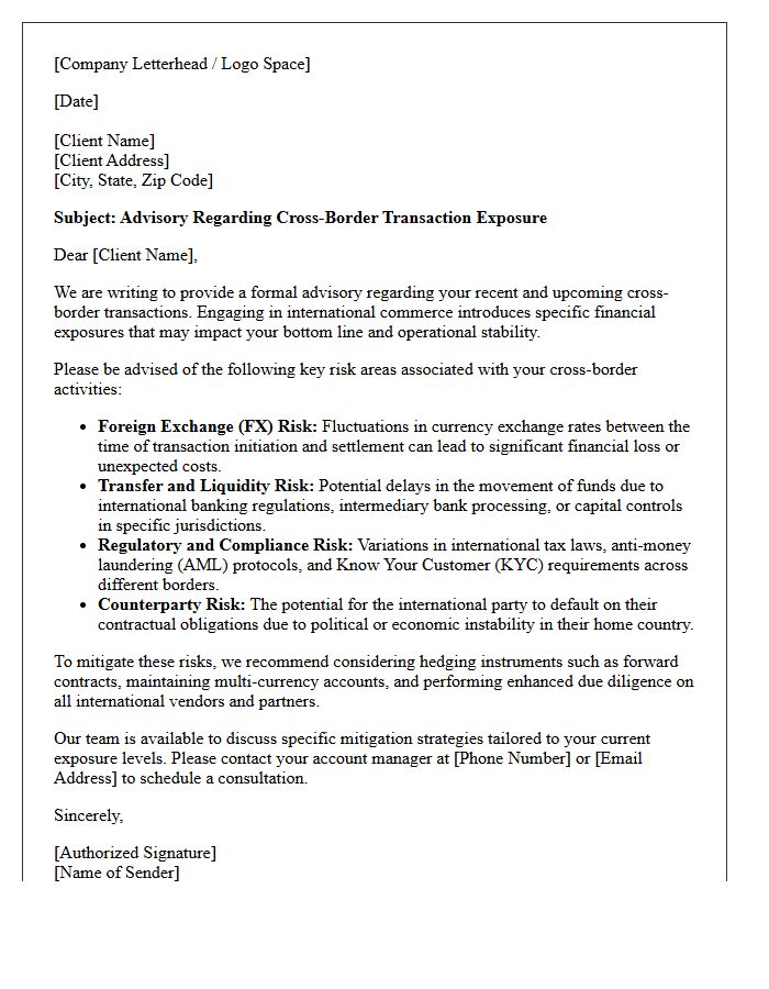 Cross Border Transaction Exposure Advisory Letter