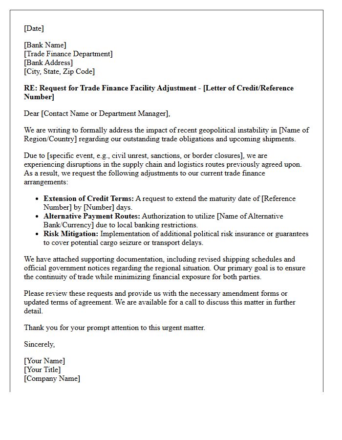 Geopolitical Instability Trade Finance Letter