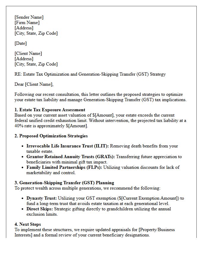 Estate Tax Optimization and Generation-Skipping Advisory Letter
