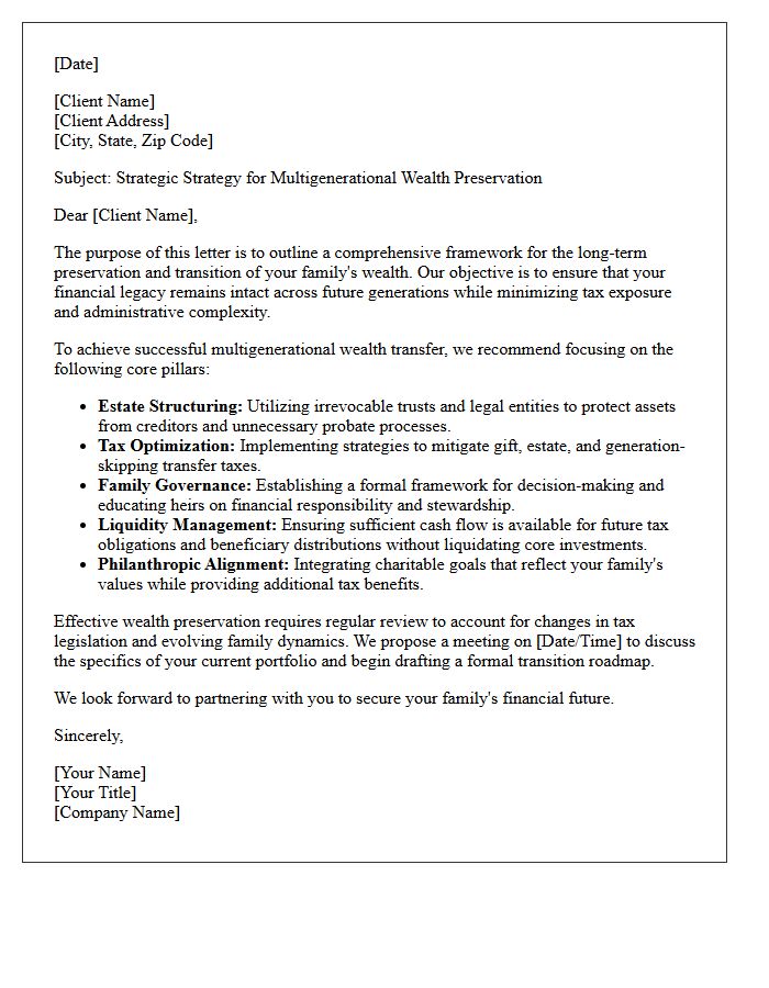 Multigenerational Wealth Preservation Advisory Letter