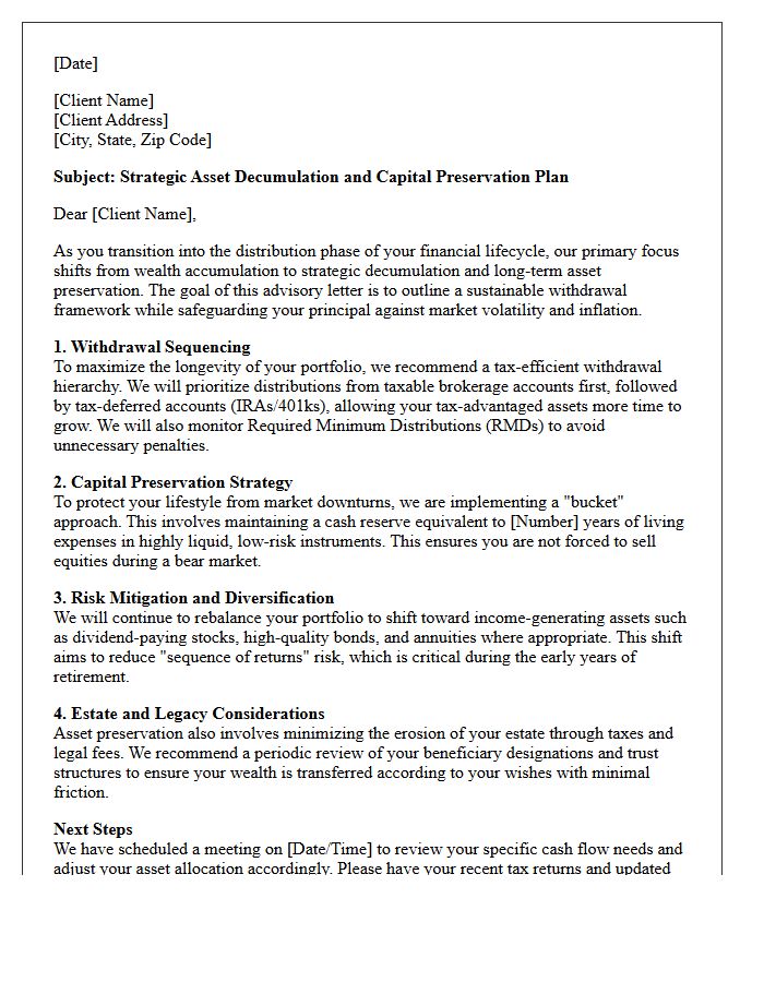 Asset Decumulation and Preservation Advisory Letter