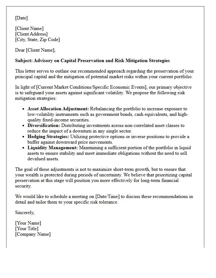 Capital Preservation and Risk Mitigation Advisory Letter