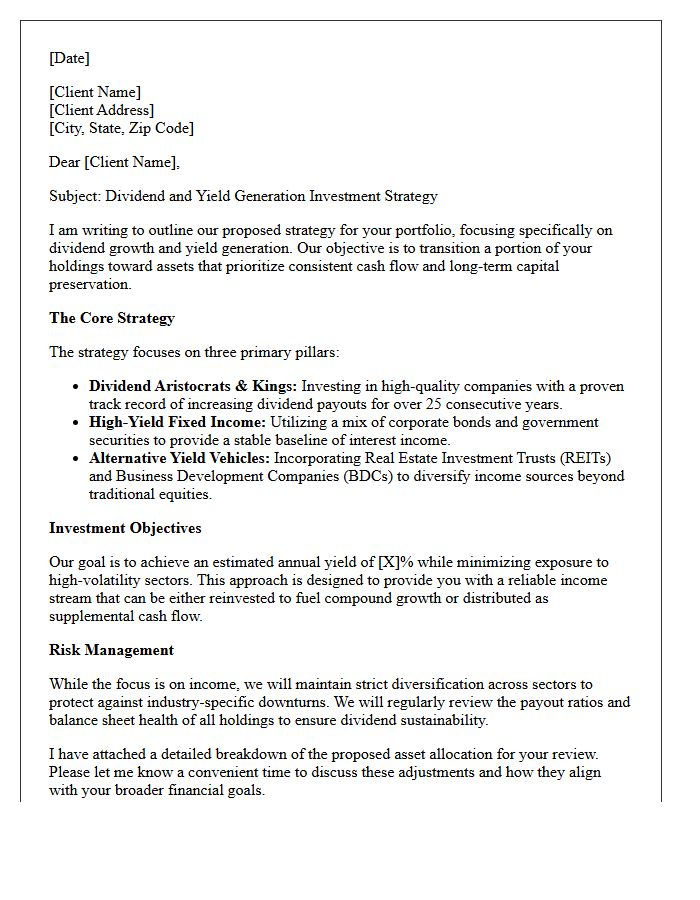 Dividend and Yield Generation Strategy Letter
