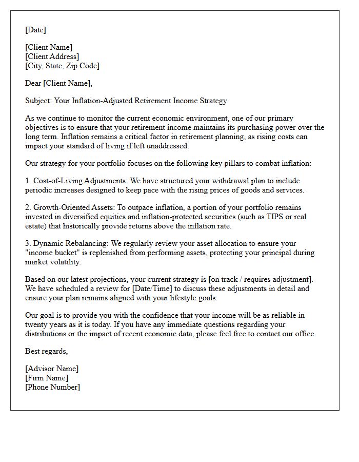 Inflation-Adjusted Retirement Income Strategy Letter