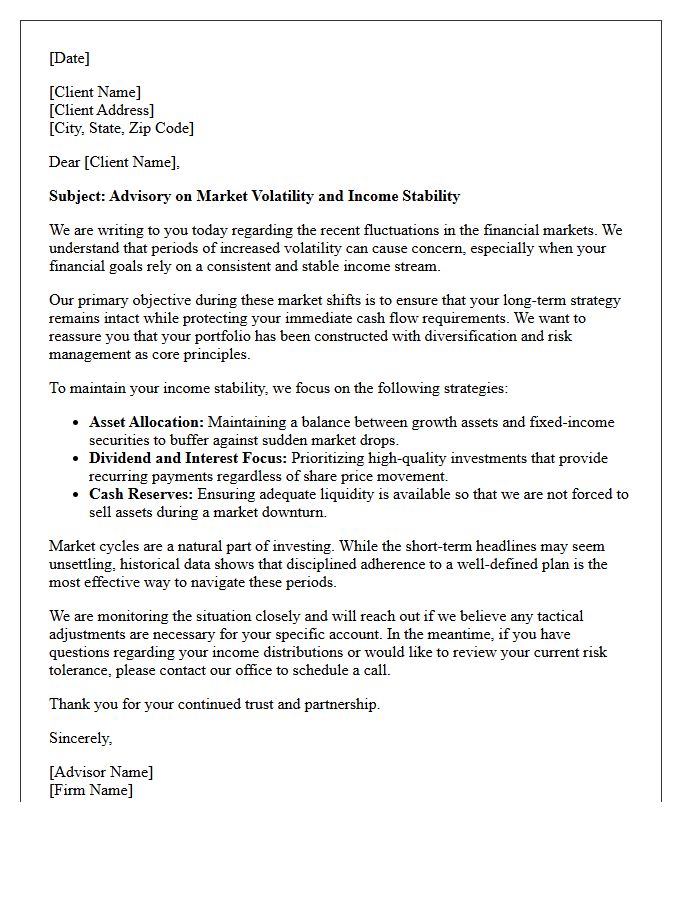 Market Volatility and Income Stability Advisory Letter