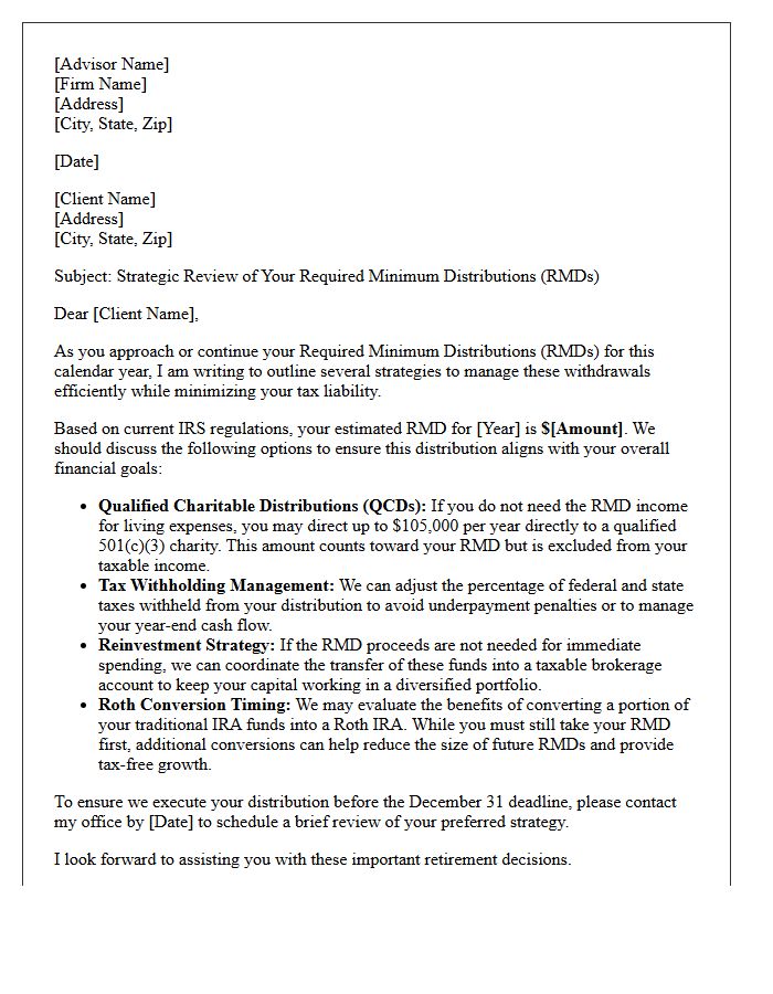 Required Minimum Distribution Strategy Advisory Letter