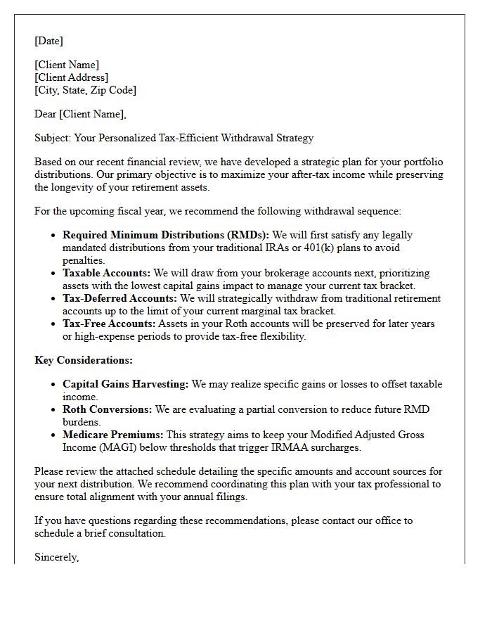 Tax-Efficient Withdrawal Strategy Advisory Letter