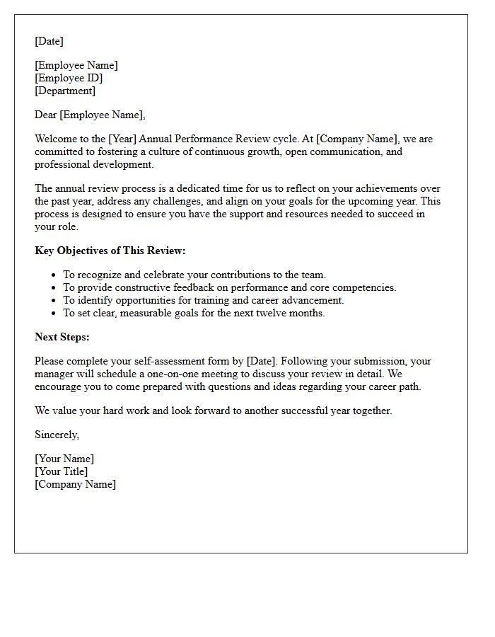 Annual Review Commitment Welcome Letter