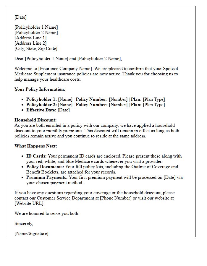 Spousal Medicare Supplement Welcome Letter
