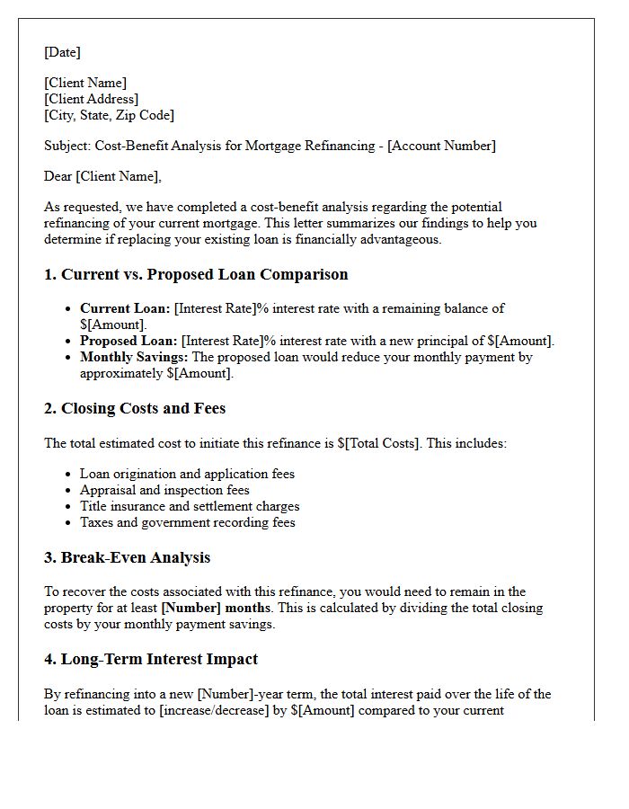 Refinancing Cost-Benefit Analysis Advisory Letter