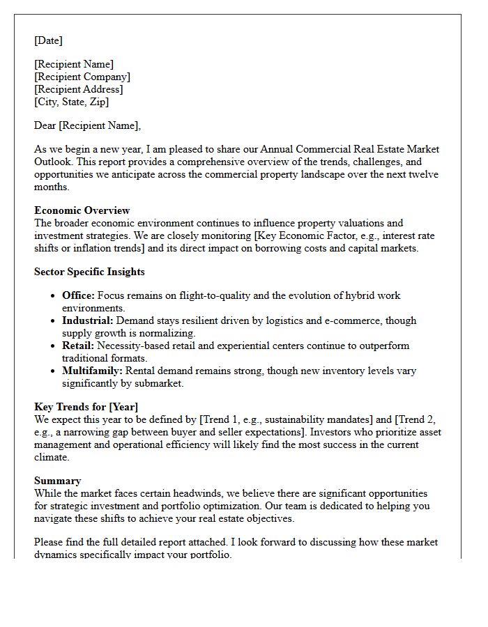 Annual Commercial Real Estate Market Outlook Letter