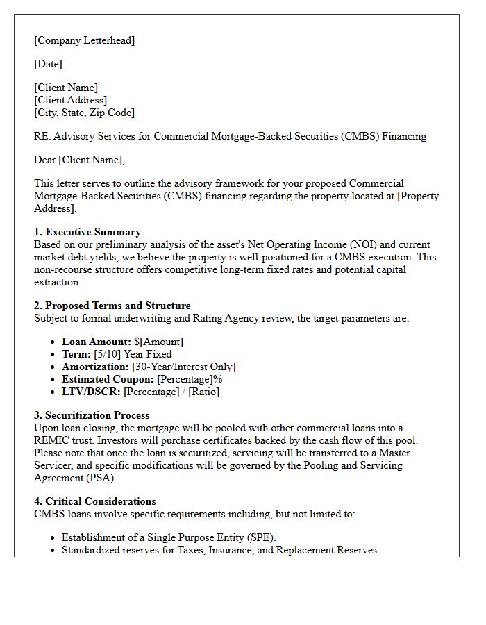 Commercial Mortgage Backed Securities Advisory Letter