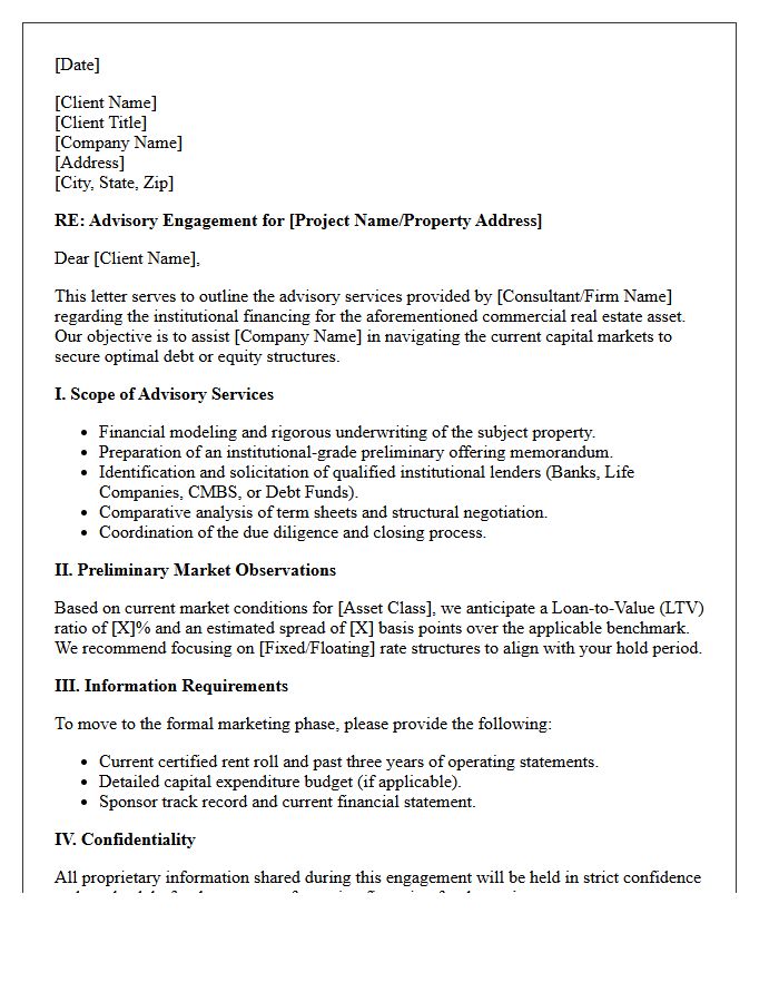 Institutional Commercial Real Estate Lending Advisory Letter