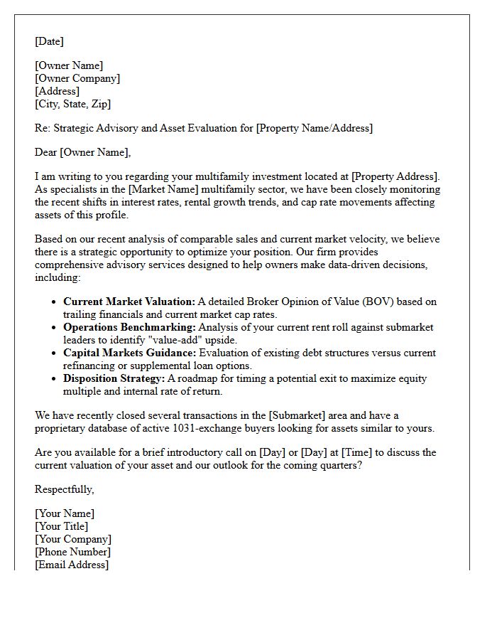 Multifamily Asset Commercial Real Estate Advisory Letter
