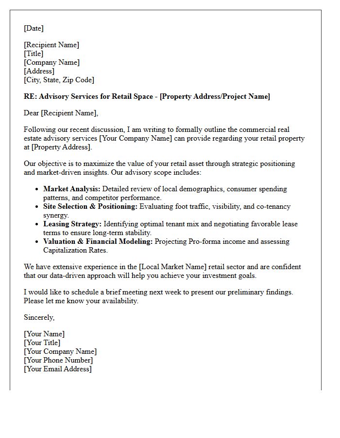 Retail Space Commercial Real Estate Advisory Letter