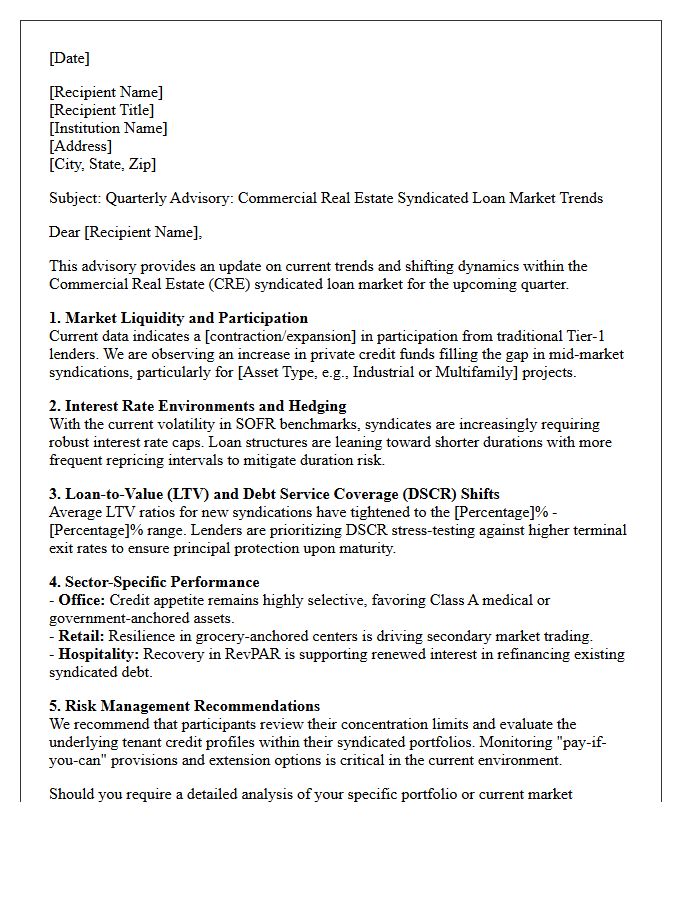 Commercial Real Estate Syndicated Loan Trend Advisory Letter