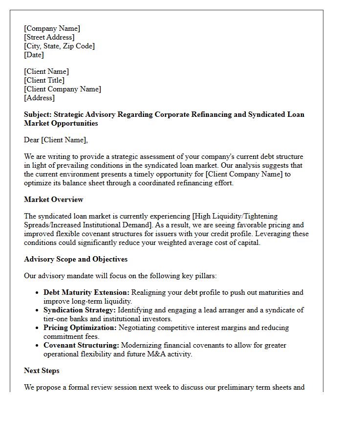 Corporate Refinancing and Syndicated Loan Market Advisory Letter