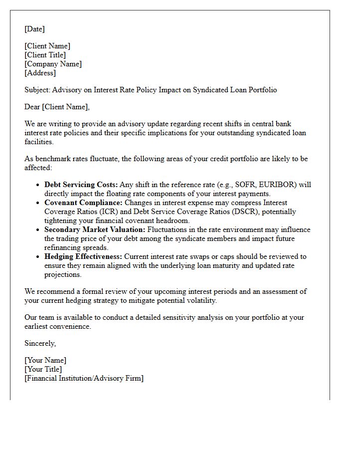 Interest Rate Policy Impact on Syndicated Loans Advisory Letter