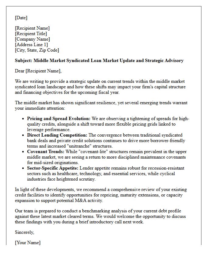 Middle Market Syndicated Loan Origination Trend Advisory Letter