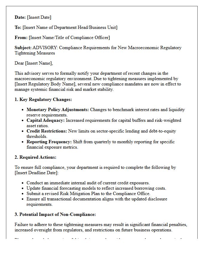 Macroeconomic Regulatory Tightening Compliance Advisory Letter