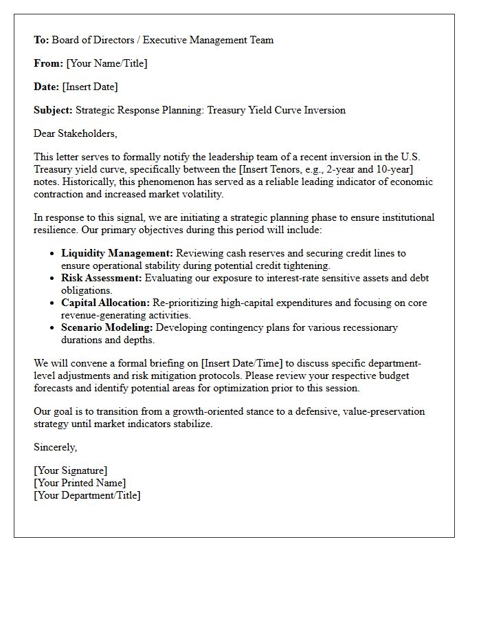Treasury Yield Curve Inversion Strategic Planning Letter