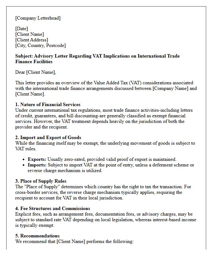 International Trade Finance Value Added Tax Advisory Letter