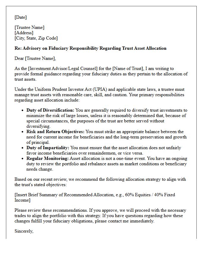Fiduciary Responsibility Advisory Letter on Trust Asset Allocation