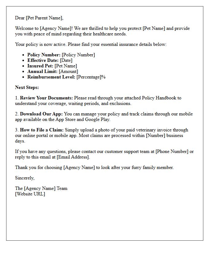 Standard Pet Insurance Agency Welcome Letter